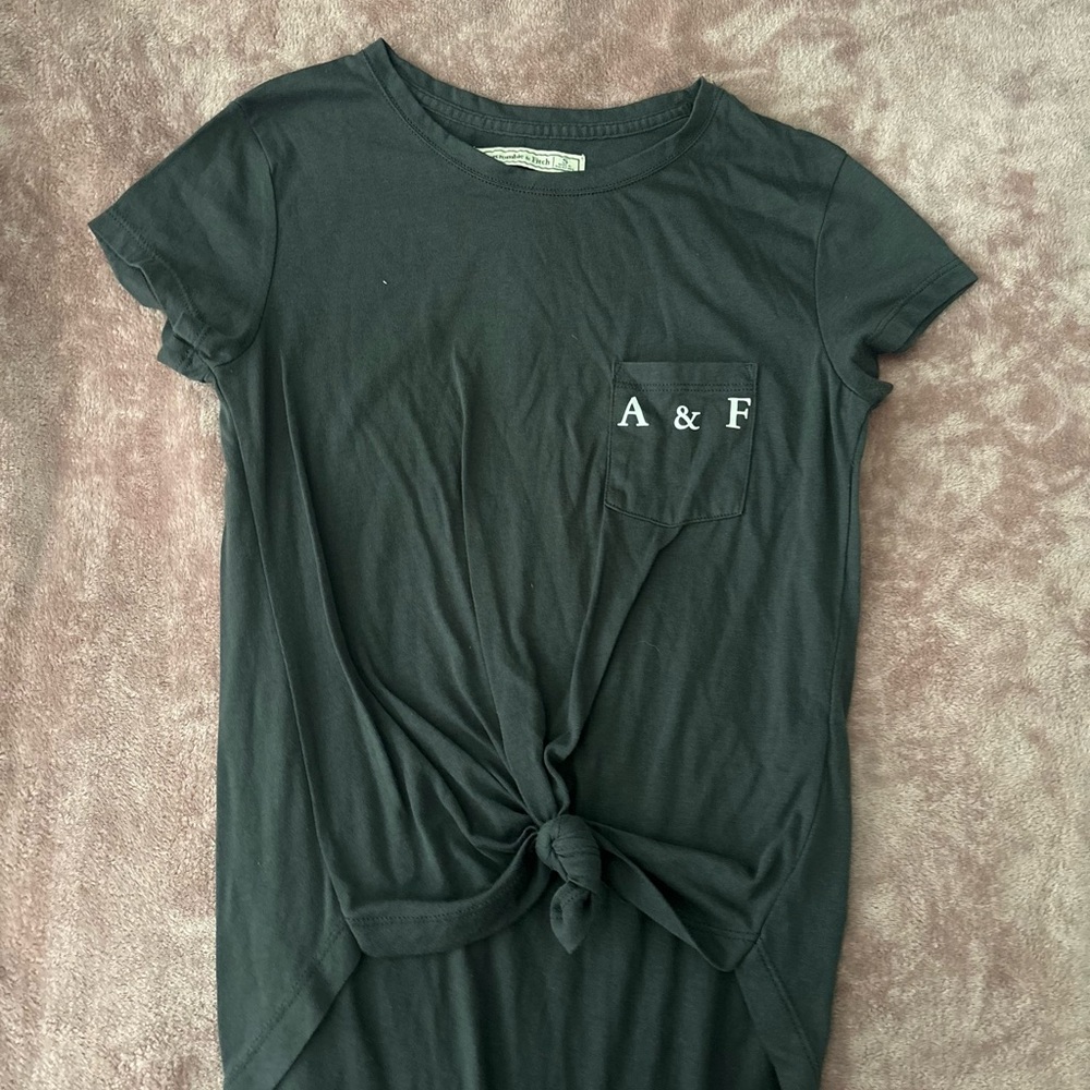 Abercrombie & Fitch Women's Dark Gray Knot-Front Tee